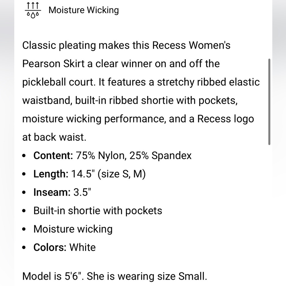 Recess Skort with Pleats, Size S - Picture 7 of 7